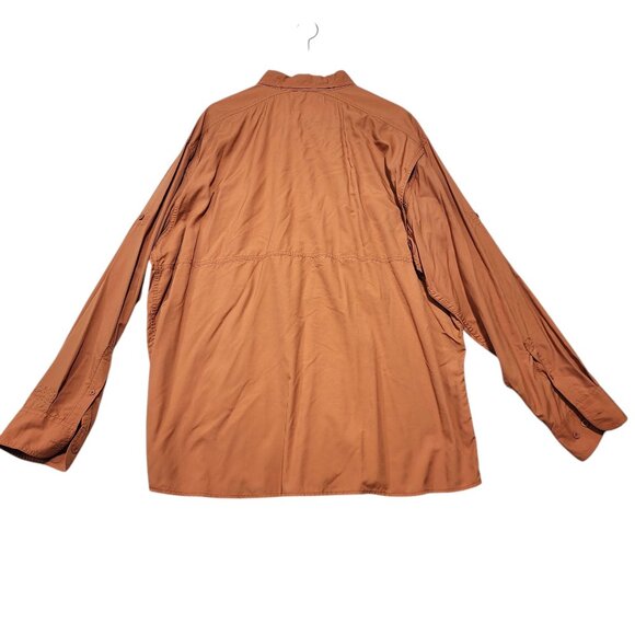 Cabelas Mens XL Button-Up Rust Orange Nylon Shirt UPF 30 Sun Outdoor Fishing - Picture 3 of 9